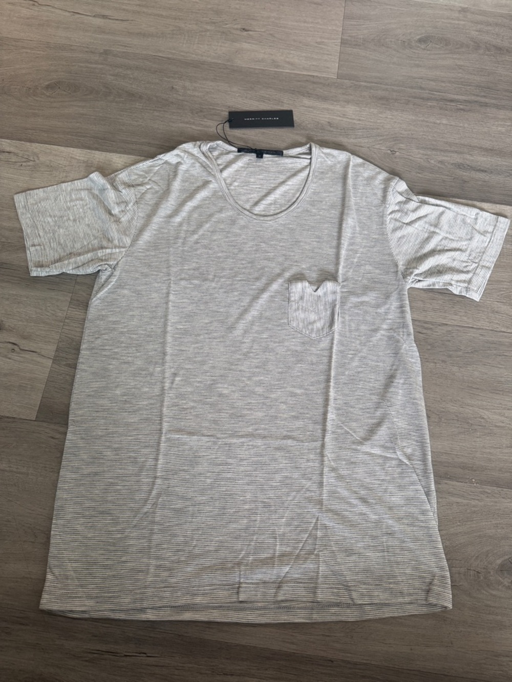 Merritt Charles Jana Tee in Grey and White Stripes